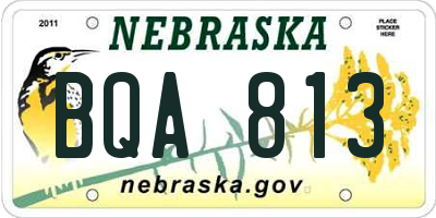 NE license plate BQA813