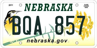 NE license plate BQA857