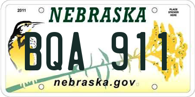 NE license plate BQA911