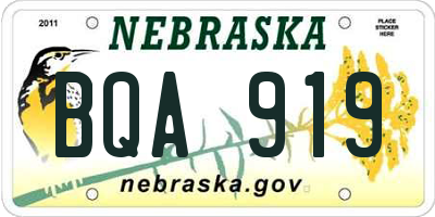 NE license plate BQA919