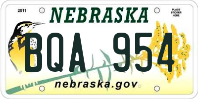 NE license plate BQA954