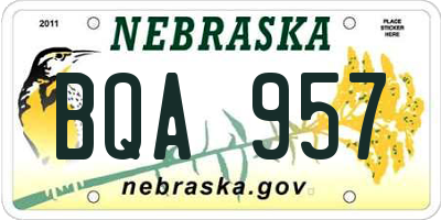 NE license plate BQA957