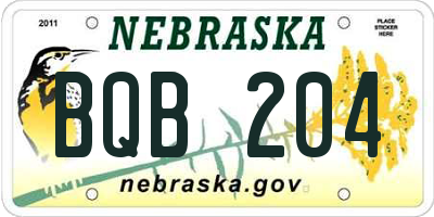 NE license plate BQB204