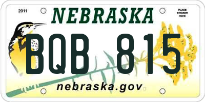 NE license plate BQB815