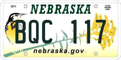 NE license plate BQC117