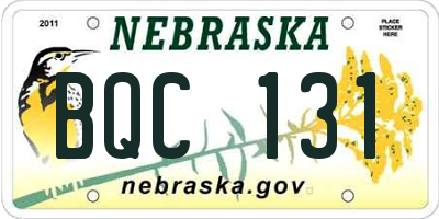 NE license plate BQC131