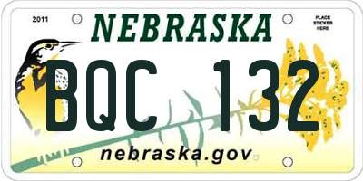 NE license plate BQC132