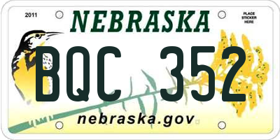 NE license plate BQC352
