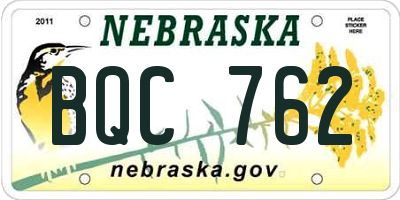 NE license plate BQC762