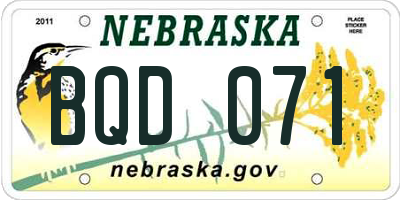 NE license plate BQD071