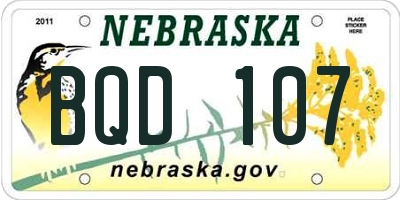 NE license plate BQD107