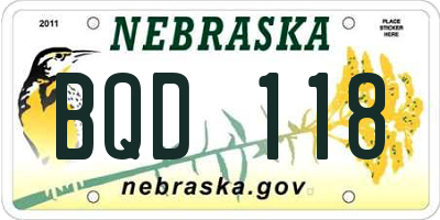NE license plate BQD118