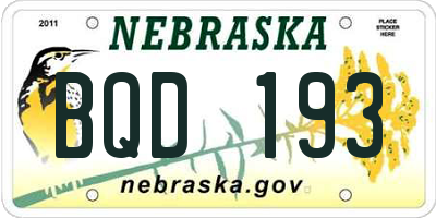 NE license plate BQD193