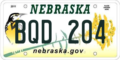 NE license plate BQD204