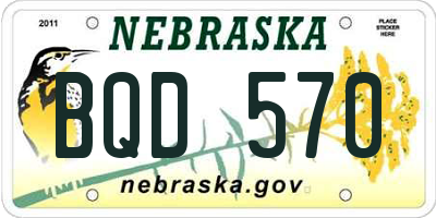 NE license plate BQD570