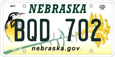 NE license plate BQD702