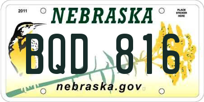 NE license plate BQD816