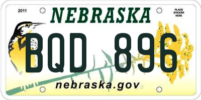 NE license plate BQD896