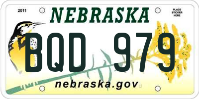 NE license plate BQD979