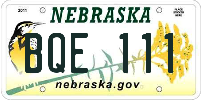 NE license plate BQE111