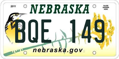 NE license plate BQE149