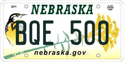 NE license plate BQE500