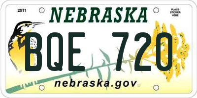 NE license plate BQE720