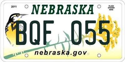 NE license plate BQF055