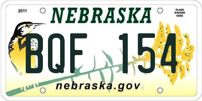 NE license plate BQF154