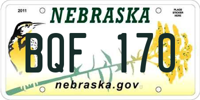 NE license plate BQF170