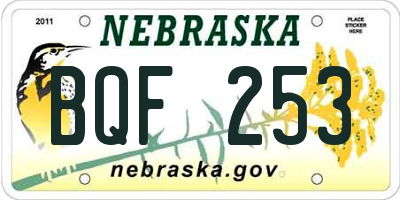 NE license plate BQF253