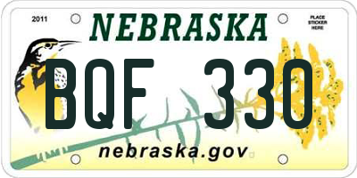NE license plate BQF330