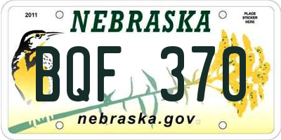 NE license plate BQF370