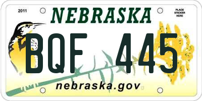 NE license plate BQF445