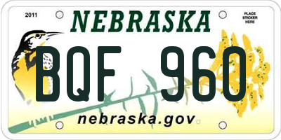 NE license plate BQF960