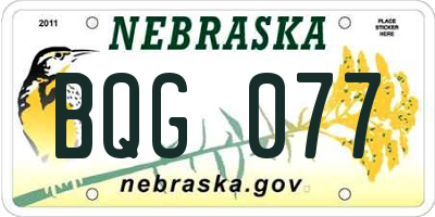 NE license plate BQG077