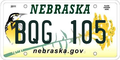 NE license plate BQG105