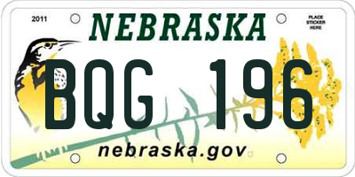NE license plate BQG196