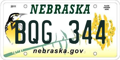 NE license plate BQG344