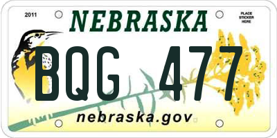 NE license plate BQG477