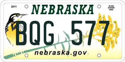 NE license plate BQG577