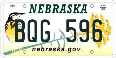 NE license plate BQG596