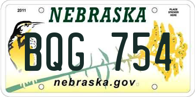 NE license plate BQG754
