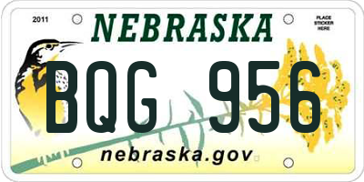 NE license plate BQG956