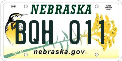 NE license plate BQH011