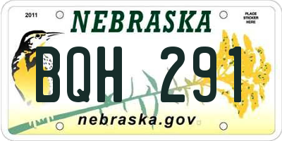 NE license plate BQH291