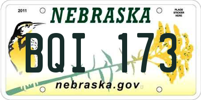 NE license plate BQI173