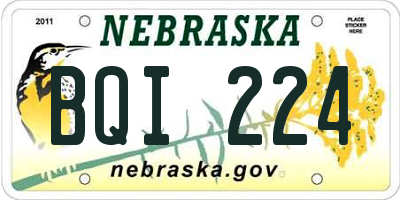 NE license plate BQI224