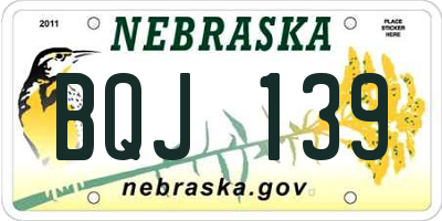 NE license plate BQJ139