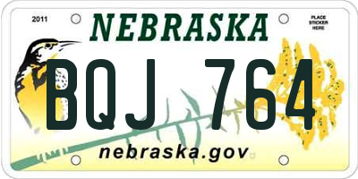NE license plate BQJ764